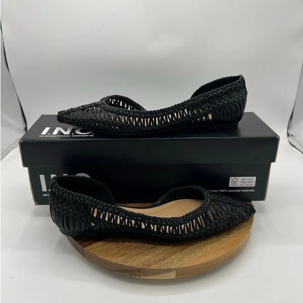 INC Abron Black Woven Flats - Women's Size 11 Ballet Slip-On - Picture 6 of 8